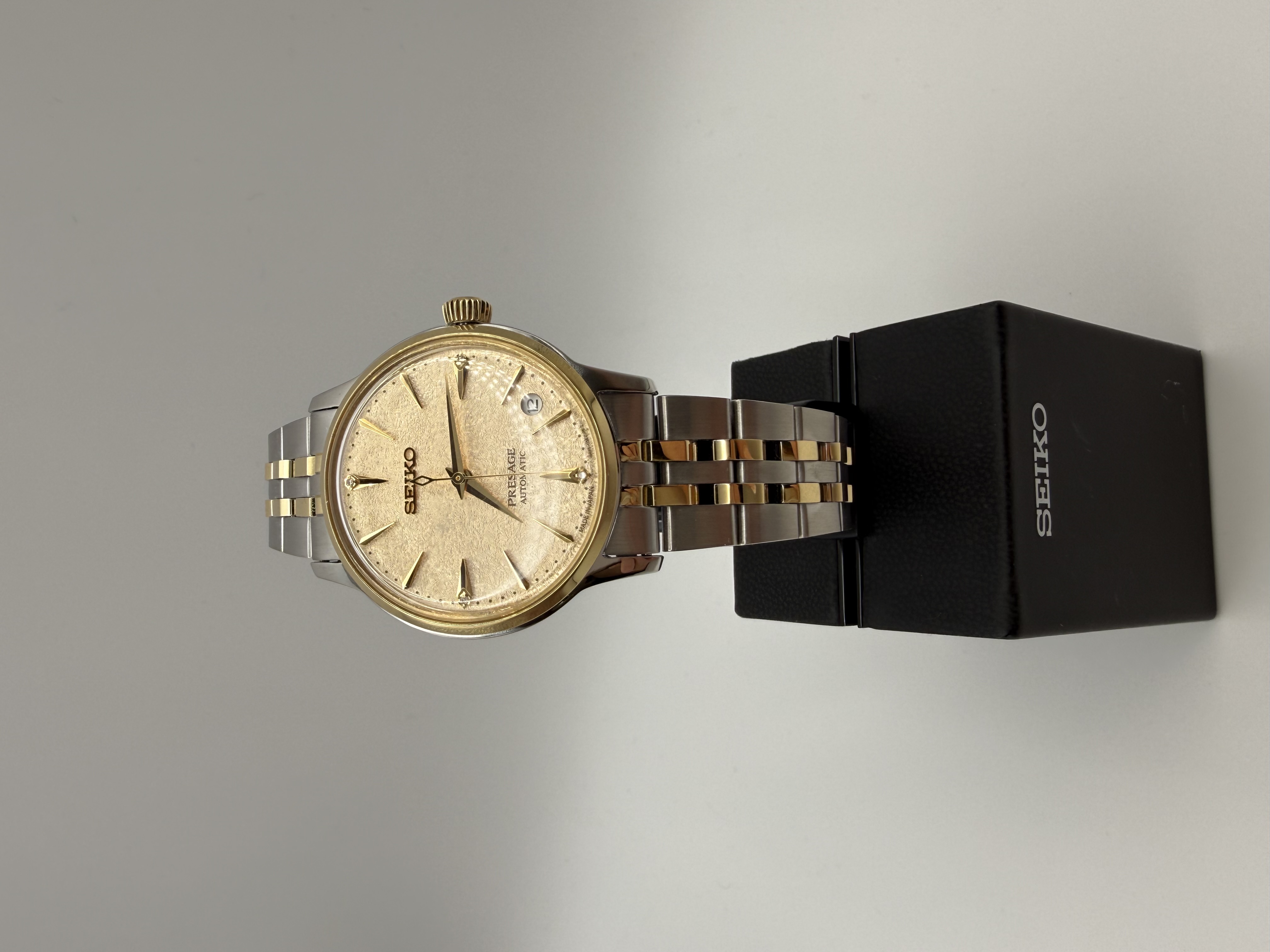 Seiko Herrenuhr Presage Automatic Bicolor Gold Champagner Zifferblatt
