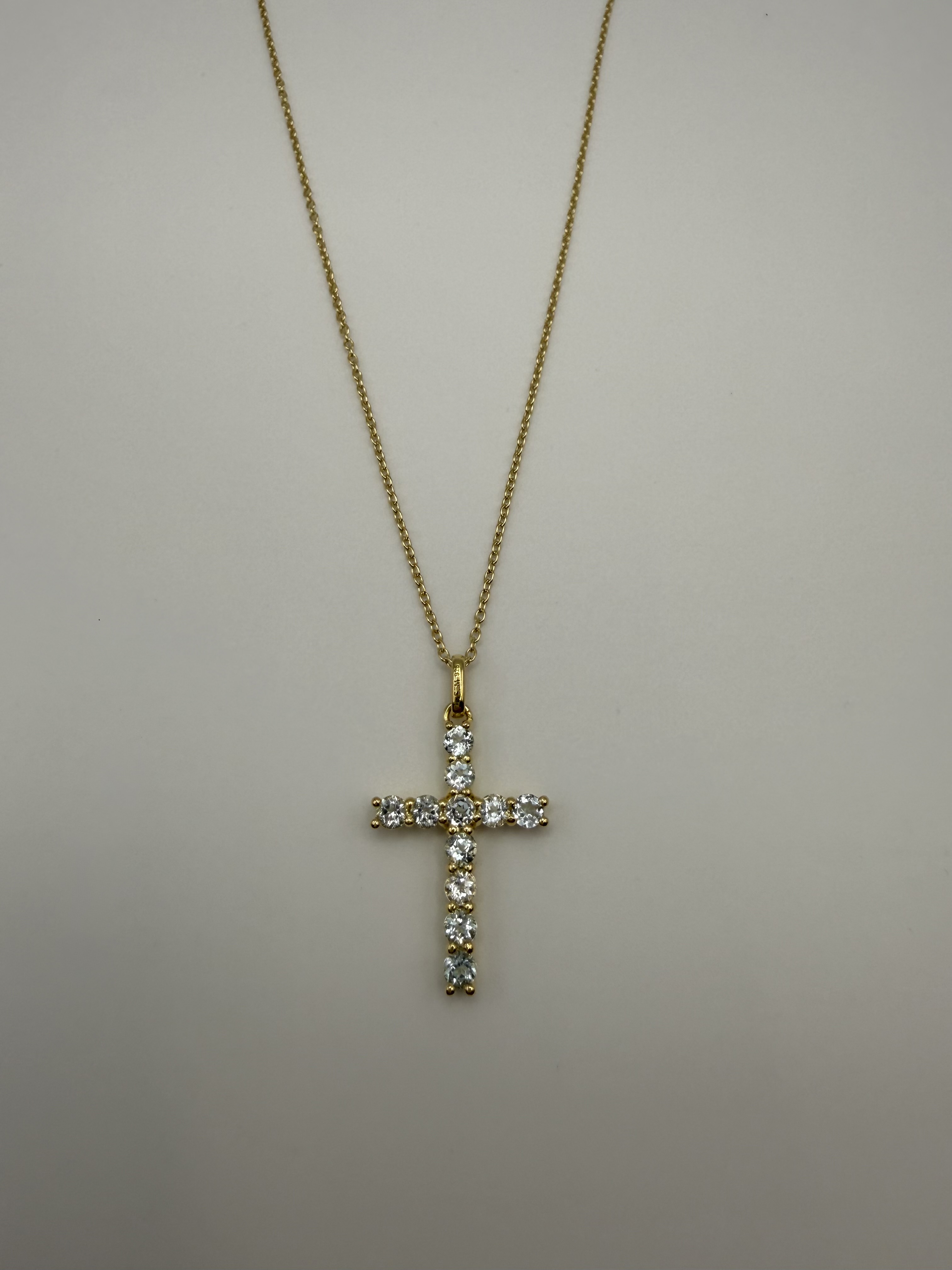 Kreuzkette 925 Silber goldplattiert mit Kreuz-Anhänger besetzt mit Zirkonia