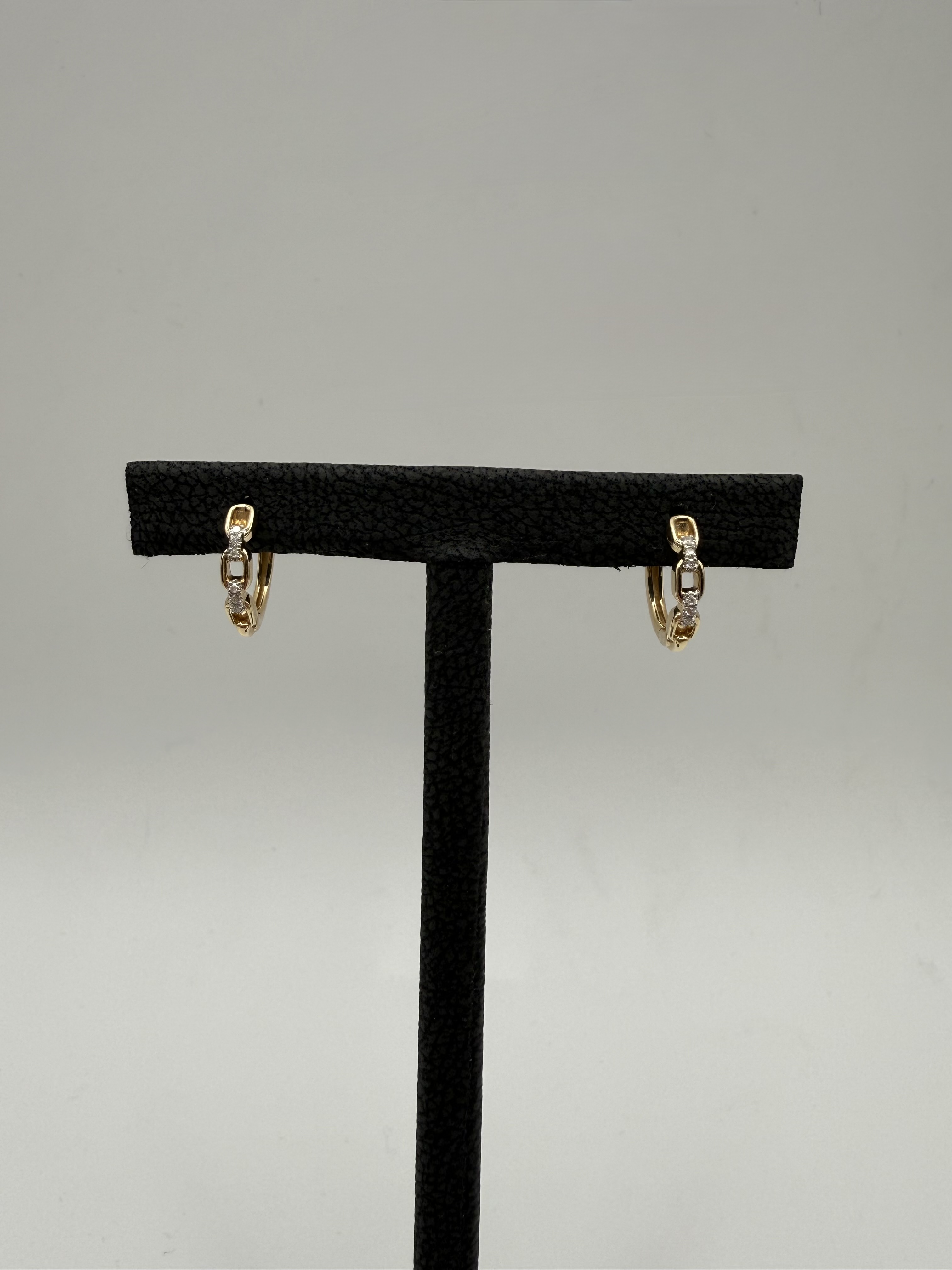 Creolen 585 Gelbgold mit Diamanten Kettenglieder-Design
