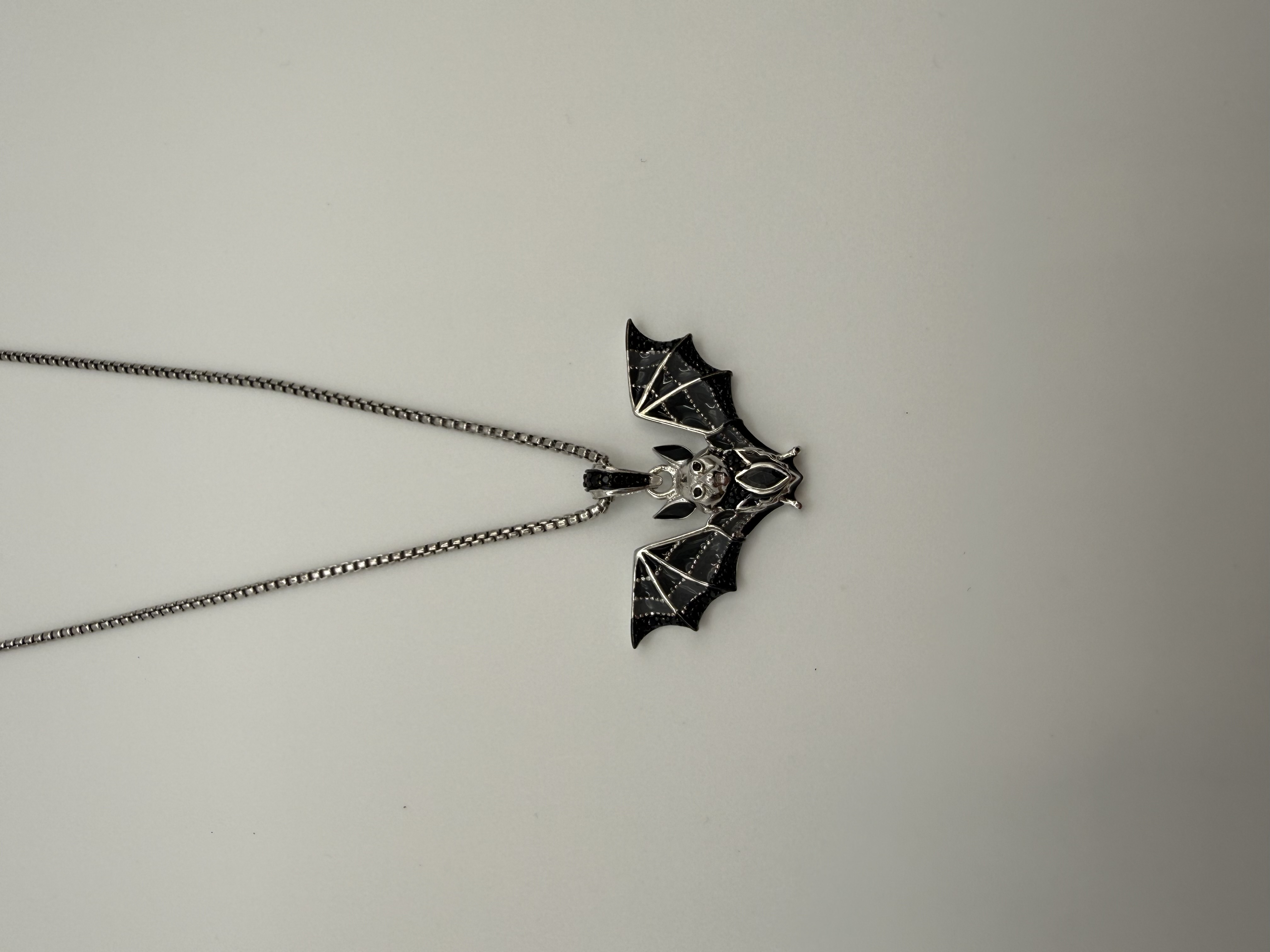 Anhänger Fledermaus 925 Silber mit schwarzen Zirkonia