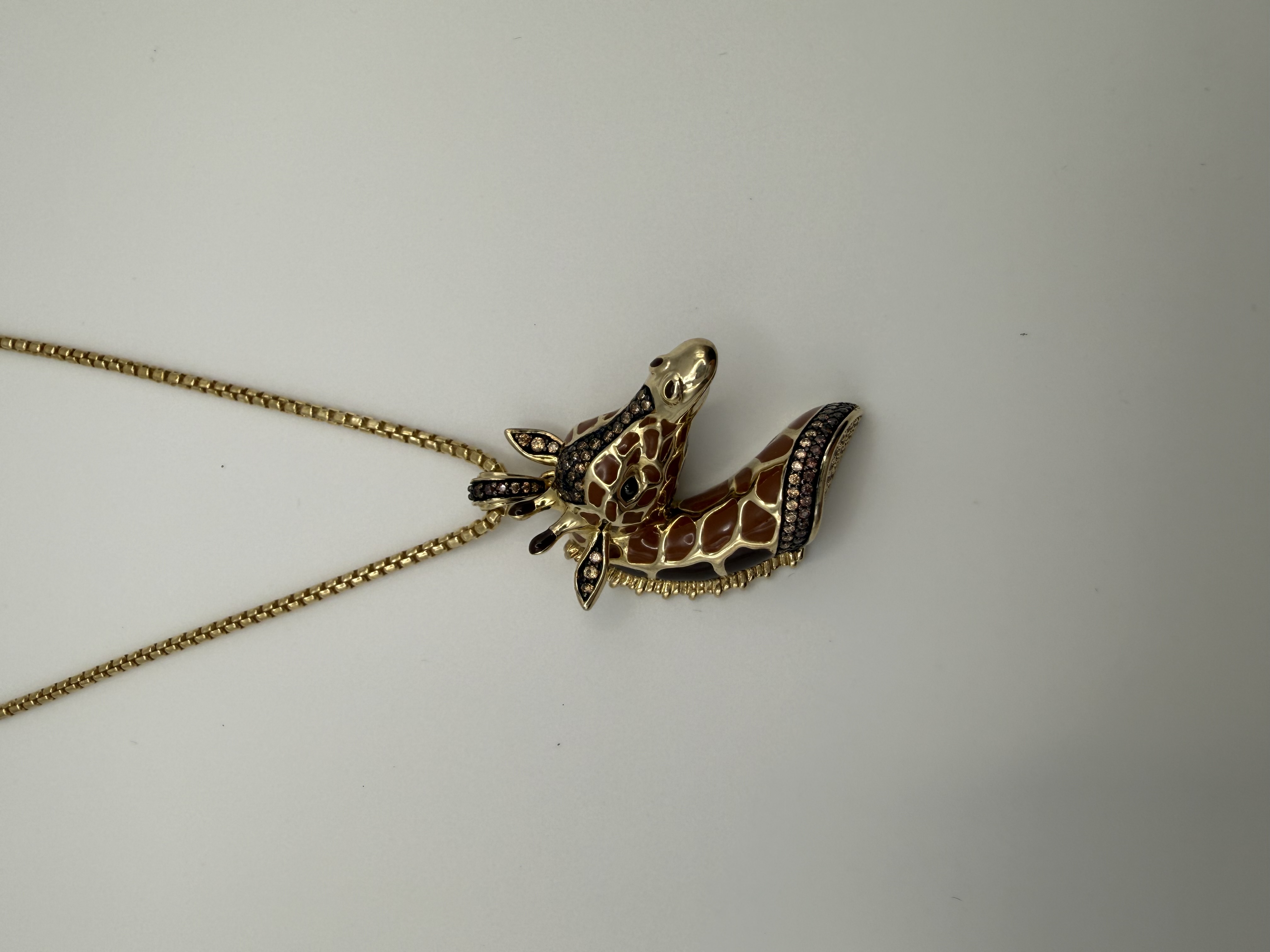 Anhänger Giraffe 925 Silber vergoldet mit Emaille und Zirkonia