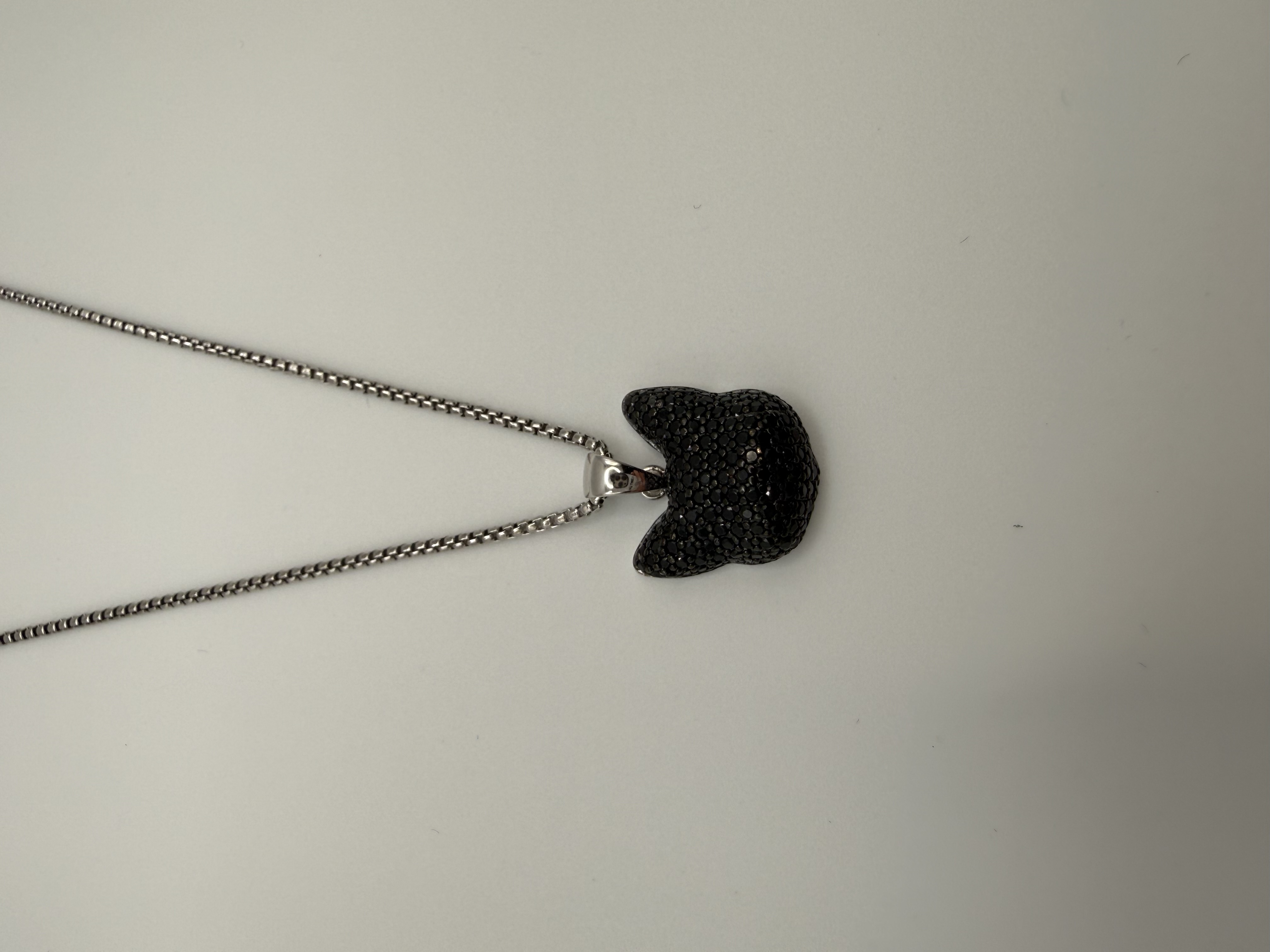 Anhänger Katzenkopf 925 Silber mit schwarzen Zirkonia