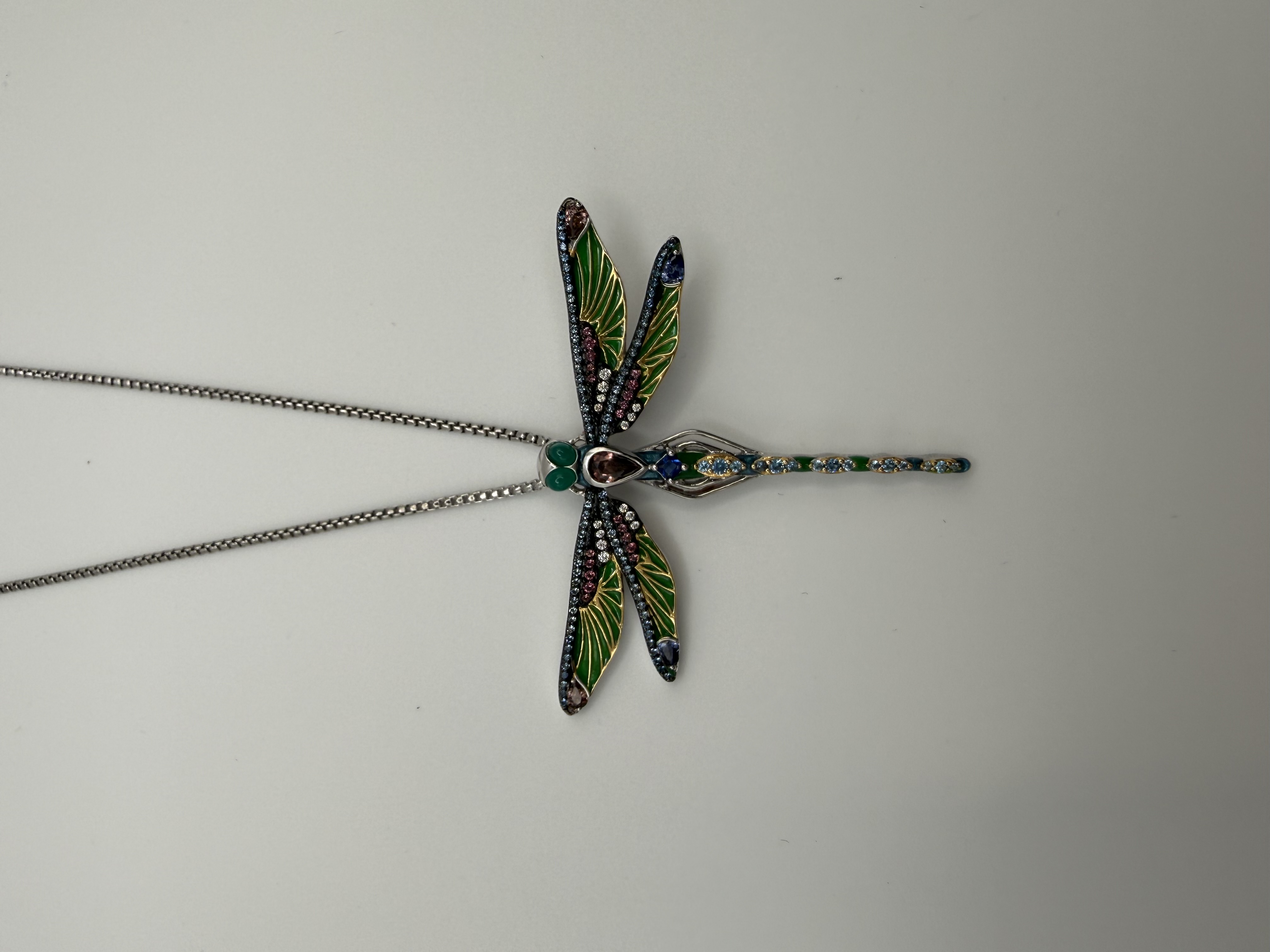 Anhänger Libelle 925 Silber mit Emaille und Zirkonia