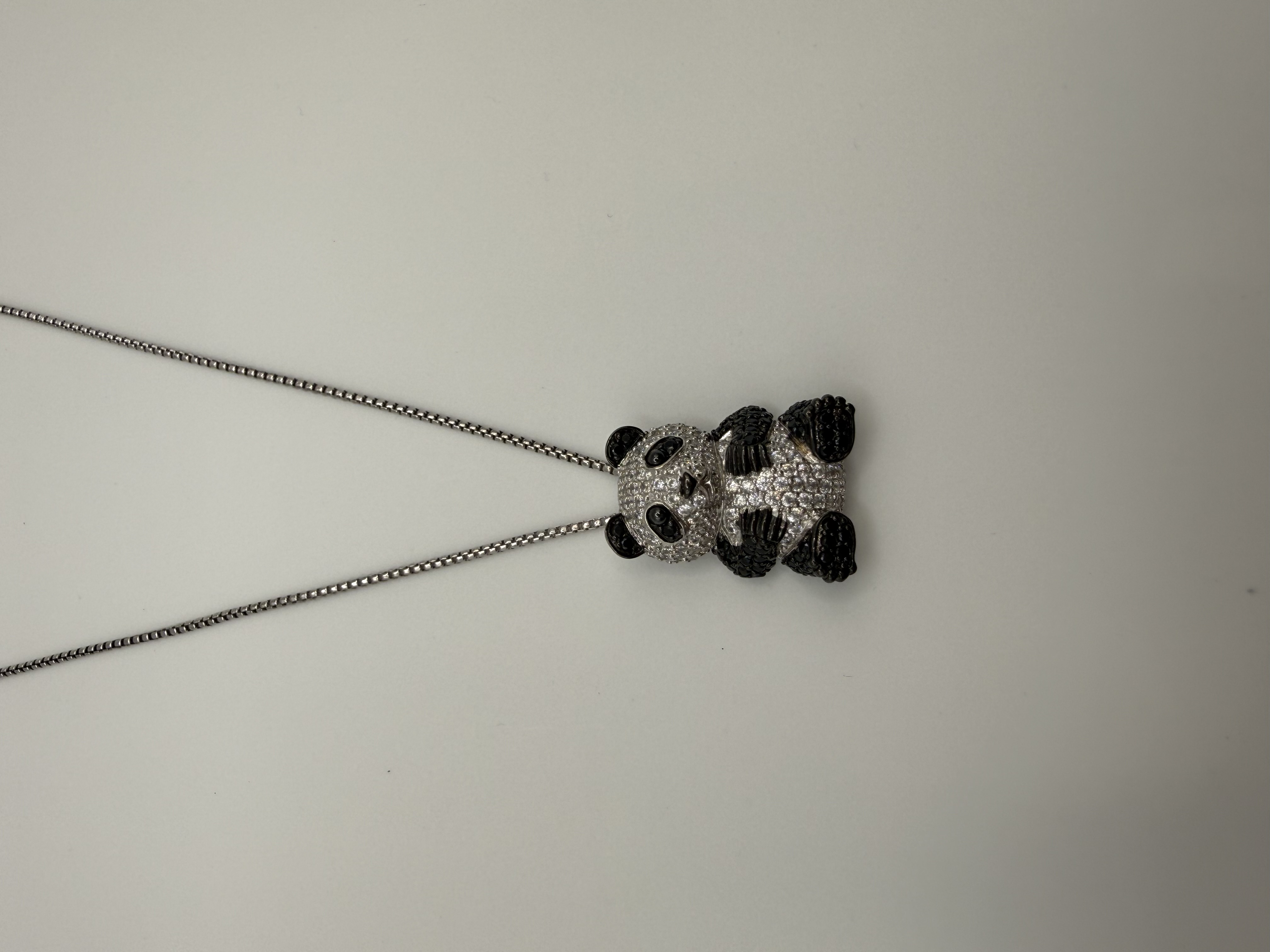 Anhänger Panda 925 Silber mit schwarzen und weißen Zirkonia